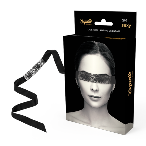 COQUETTE CHIC DESIRE - MASQUE EN DENTELLE NOIRE AVEC RUBAN -