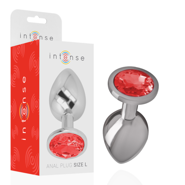 INTENSE - PLUG ANAL EN MÉTAL ALUMINIUM AVEC CRISTAL ROUGE TAILLE L - – Image 2