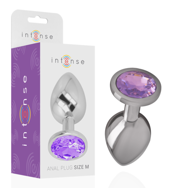 INTENSE - PLUG ANAL EN MÉTAL ALUMINIUM AVEC CRISTAL VIOLET TAILLE M - – Image 2