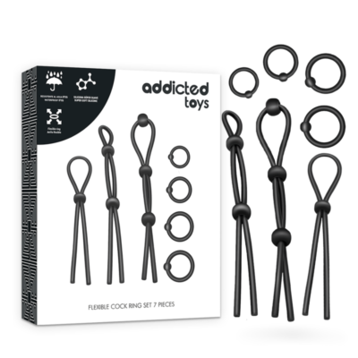 ADDICTED TOYS - ENSEMBLE DANNEAU PÉNIAL FLEXIBLE EN SILICONE 7 PIÈCES -