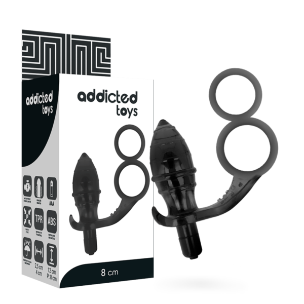ADDICTED TOYS - PLUG ANAL AVEC DOUBLE ANNEAU NOIR -