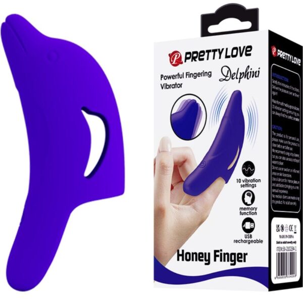 PRETTY LOVE - PUISSANT STIMULATEUR DE DOIGTS BLEU FONCÉ DELPHINI -