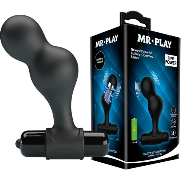 MR PLAY - PLUG ANAL VIBRATEUR EN SILICONE NOIR -