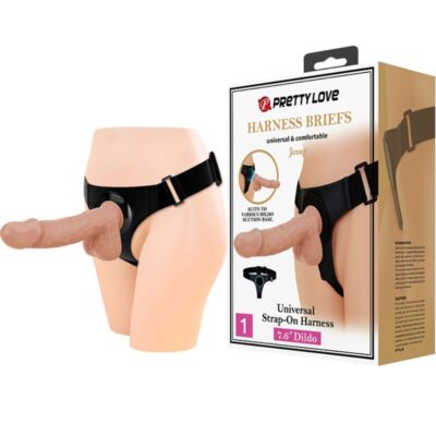 PRETTY LOVE - SLIP HARNAIS HARNAIS UNIVERSEL AVEC GODE JERRY 21,8 CM NATUREL -