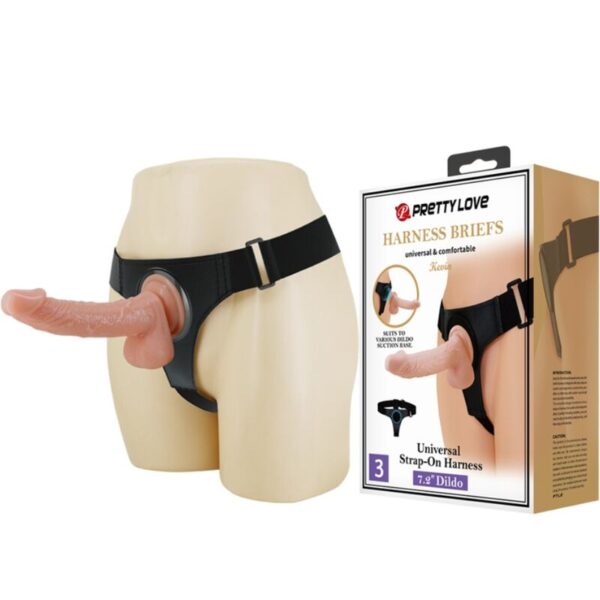 PRETTY LOVE - SLIP HARNAIS HARNAIS UNIVERSEL AVEC GODE KEVIN 19 CM NATUREL -