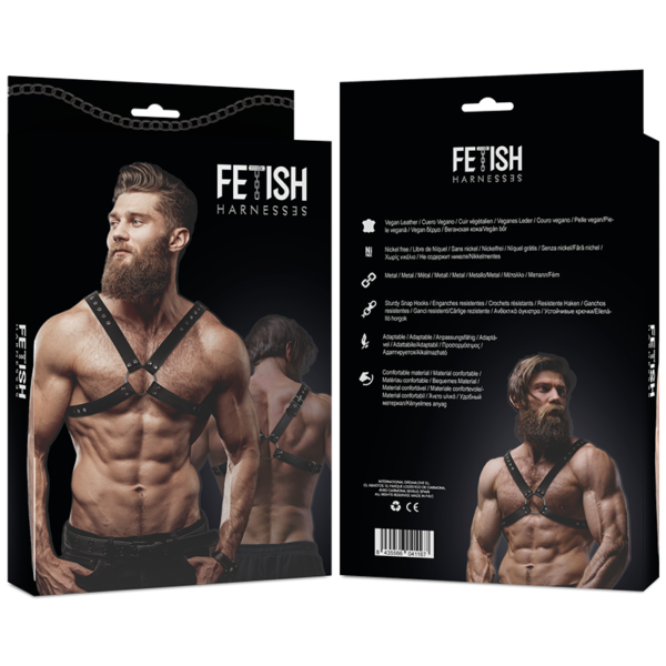 FETISH SUBMISSIVE ATTITUDE - HARNAIS POITRINE CROISÉE EN CUIR ÉCOLOGIQUE POUR HOMMES - – Image 3