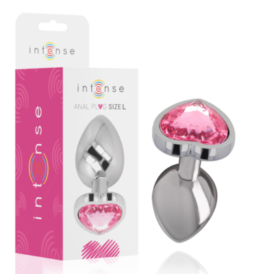 INTENSE - PLUG ANAL EN MÉTAL ALUMINIUM COEUR ROSE TAILLE L -