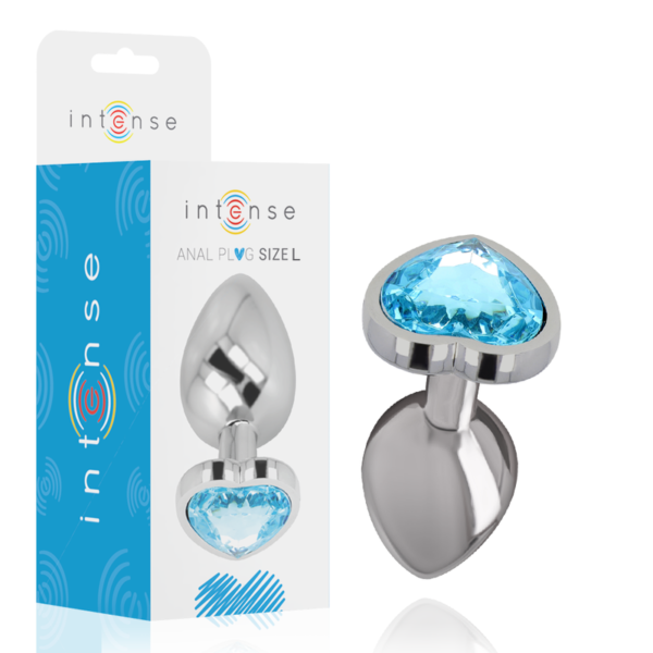 INTENSE - PLUG ANAL MÉTAL ALUMINIUM COEUR BLEU TAILLE L -