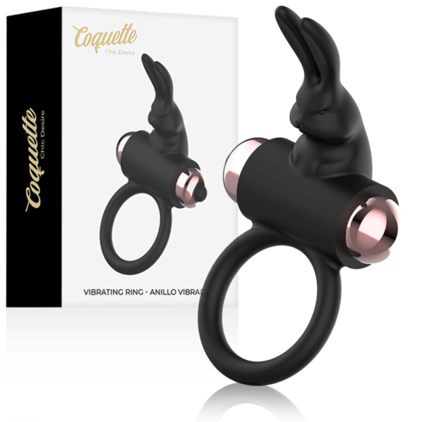 COQUETTE TOYS - COCKRING AVEC VIBRATEUR NOIR/ OR -