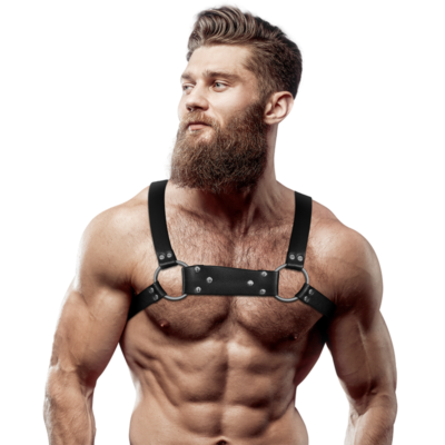 FETISH SUBMISSIVE ATTITUDE - HARNAIS POITRINE BULLDOG EN CUIR ÉCOLOGIQUE POUR HOMMES TAILLE M/L -