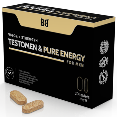 BLACK BULL - TESTOMEN & PURE ENERGY ENHANCER POUR HOMMES 20 GÉLULES -