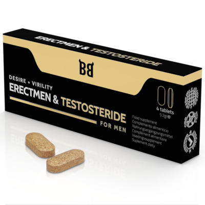 BLACK BULL - ERECTMEN & TESTOSTERIDE PUISSANCE ET TESTOSTÉRONE POUR HOMMES 4 GÉLULES -