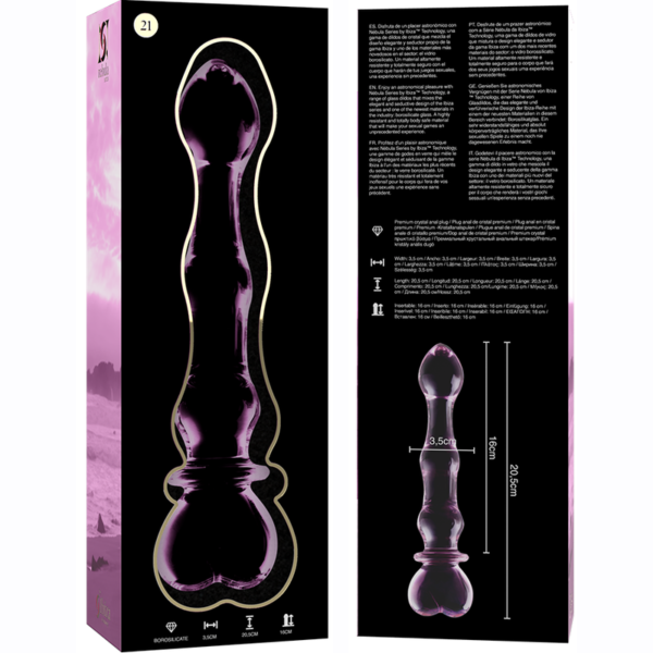 NEBULA SERIES BY IBIZA - MODÈLE 21 GODE EN VERRE BOROSILICATE ROSE 20.5 CM -O- 3.5 CM - – Image 5