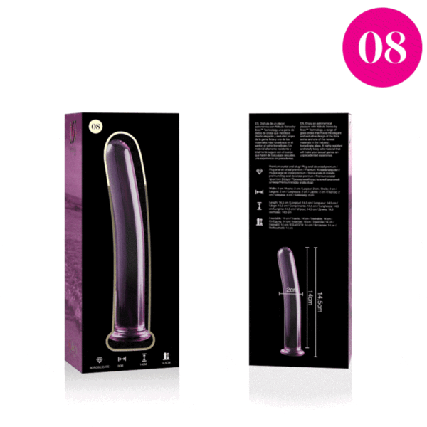 NEBULA SERIES BY IBIZA - MODÈLE 8 GODE EN VERRE BOROSILICATE ROSE 14.5 CM -O- 2 CM -