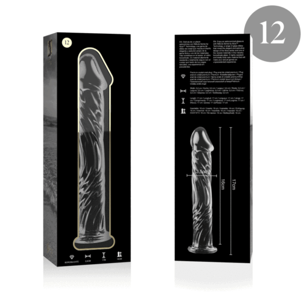NEBULA SERIES BY IBIZA - MODÈLE 12 GODE EN VERRE BOROSILICATE CLAIR 17 CM -O- 3.5 CM -