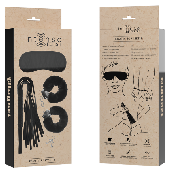INTENSE FETISH - PLAYSET ÉROTIQUE 1 AVEC MENOTTES, MASQUE AVEUGLE ET FLOGGER - – Image 6