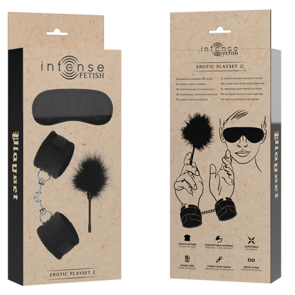 INTENSE FETISH - PLAYSET ÉROTIQUE 2 AVEC MENOTTES, MASQUE AVEUGLE ET TICKLER - – Image 7