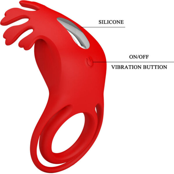 PRETTY LOVE - ANNEAU VIBRATEUR RUBEN 7 VIBRATIONS SILICONE ROUGE - – Image 7