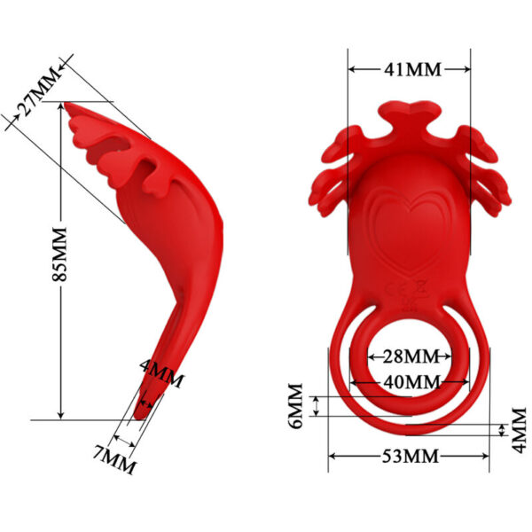 PRETTY LOVE - ANNEAU VIBRATEUR RUBEN 7 VIBRATIONS SILICONE ROUGE - – Image 6