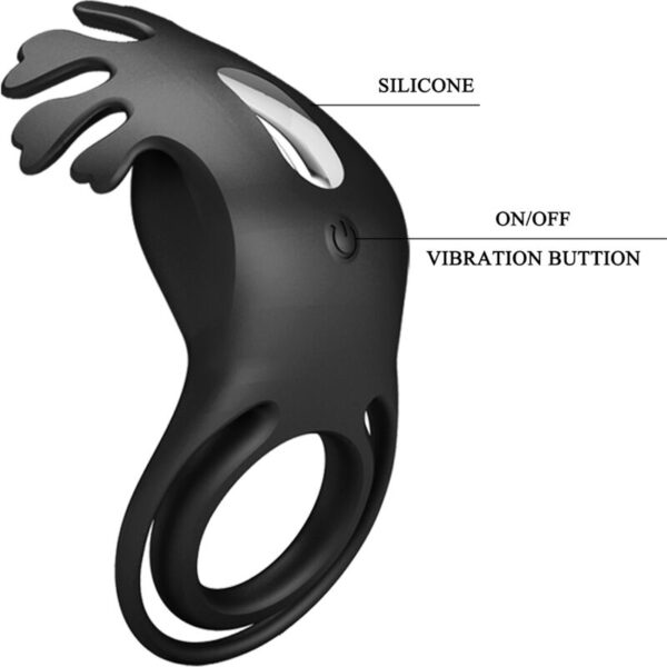 PRETTY LOVE - ANNEAU VIBRATEUR RUBEN 7 VIBRATIONS SILICONE NOIR - – Image 7
