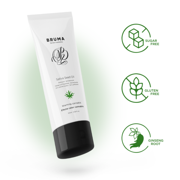 BRUMA - HUILE DE GRAINES DE SATIVA GEL GLISSANT RÉCHAUFFANT SAVEUR DE CANNABIS 100 ML - – Image 2