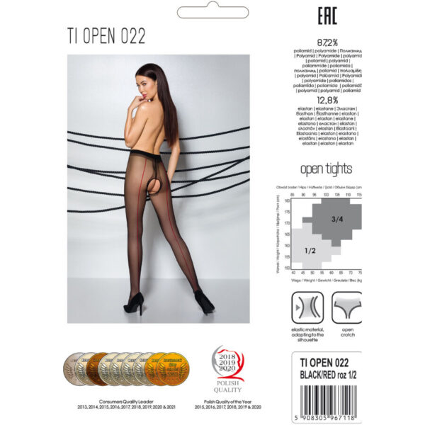PASSION - TIOPEN 022 COLLANTS NOIR/ROUGE 1/2 20 DEN - – Image 5