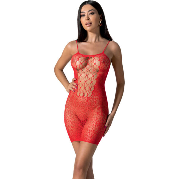 PASSION - BS096 BODYSTOCKING ROUGE TAILLE UNIQUE -