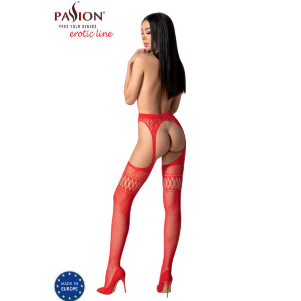 PASSION - S026 BAS ROUGES AVEC JARRETIÈRE TAILLE UNIQUE - – Image 4