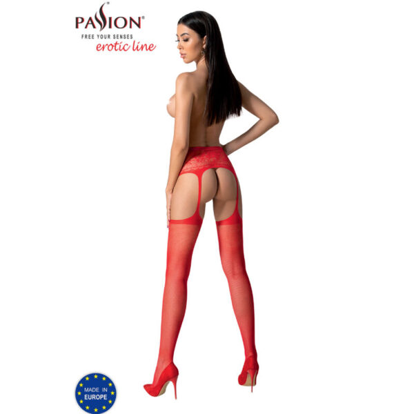PASSION - S028 BAS ROUGES AVEC JARRETIÈRE TAILLE UNIQUE - – Image 4