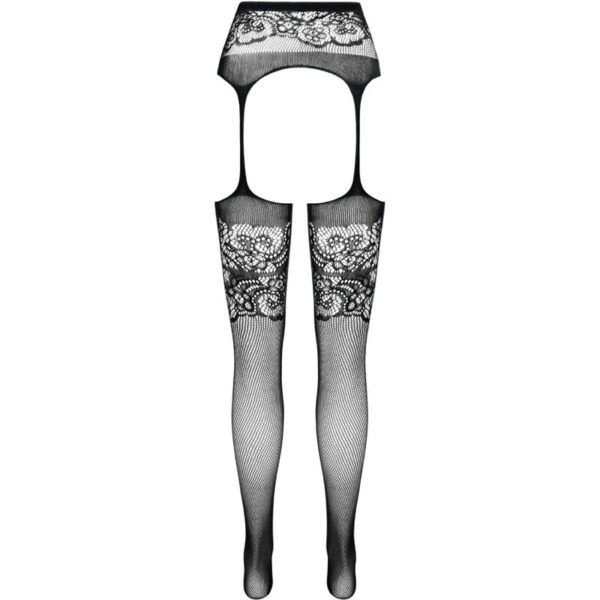 PASSION - S029 COLLANT NOIR AVEC JARRETIÈRE TAILLE UNIQUE - – Image 6