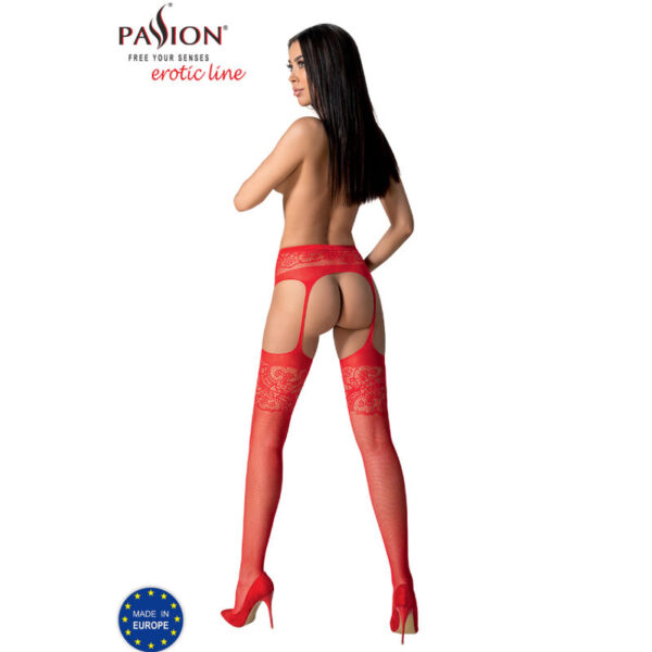 PASSION - S029 BAS ROUGES AVEC JARRETIÈRE TAILLE UNIQUE - – Image 4