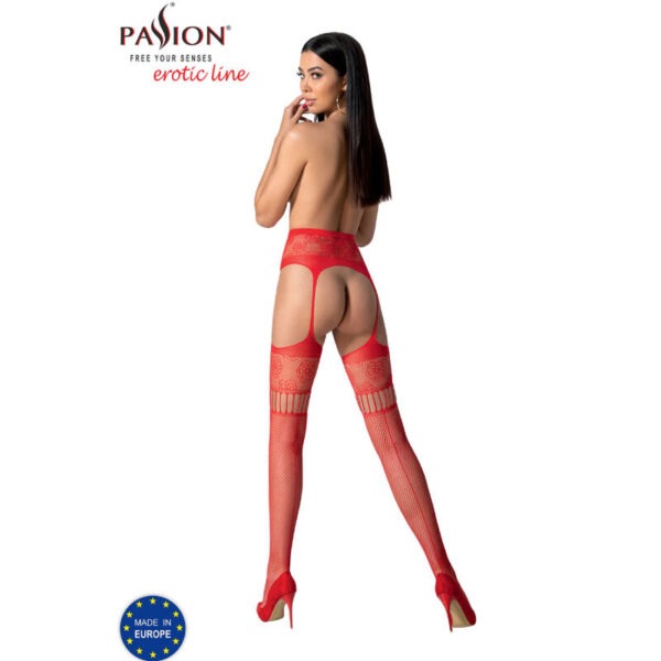 PASSION - S030 BAS ROUGES AVEC JARRETIÈRE TAILLE UNIQUE - – Image 4