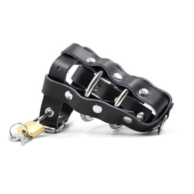OHMAMA FETISH - ETUI EN CUIR AVEC ANNEAUX MÉTALLIQUES ET CADENAS -