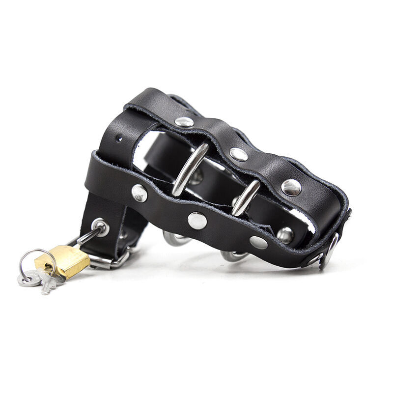 OHMAMA FETISH - ETUI EN CUIR AVEC ANNEAUX MÉTALLIQUES ET CADENAS -