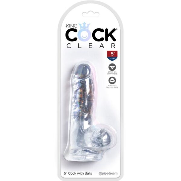KING COCK - CLEAR PÉNIS RÉALISTE AVEC BOULES 10.1 CM TRANSPARENT - – Image 5