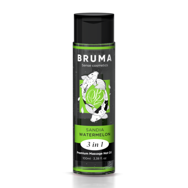 BRUMA - HUILE DE MASSAGE PREMIUM EFFET CHALEUR SAVEUR DE PASTÈQUE 3 EN 1 - 100 ML -