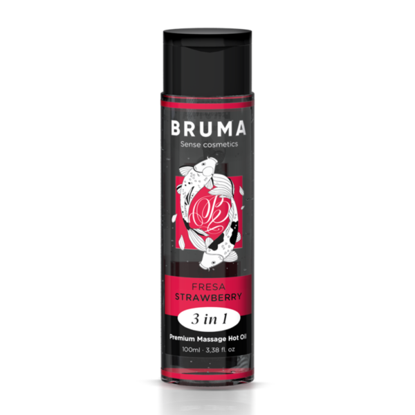 BRUMA - HUILE DE MASSAGE PREMIUM EFFET CHALEUR SAVEUR FRAISE 3 EN 1 - 100 ML -