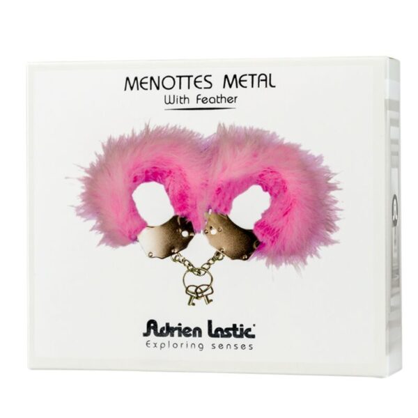 ADRIEN LASTIC - MENOTTES EN MÉTAL À PLUMES ROSE - – Image 3