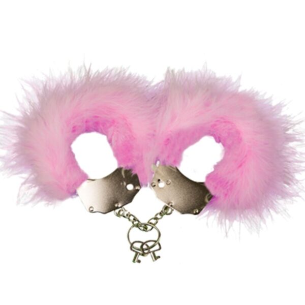 ADRIEN LASTIC - MENOTTES EN MÉTAL À PLUMES ROSE -