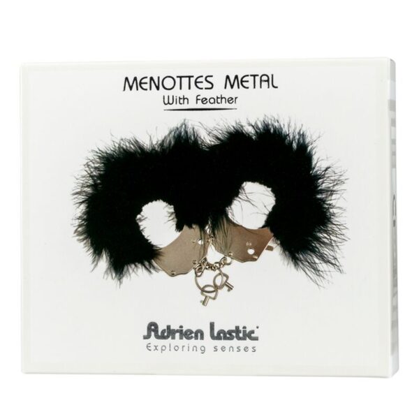 ADRIEN LASTIC - MENOTTES EN MÉTAL À PLUMES NOIRES - – Image 3