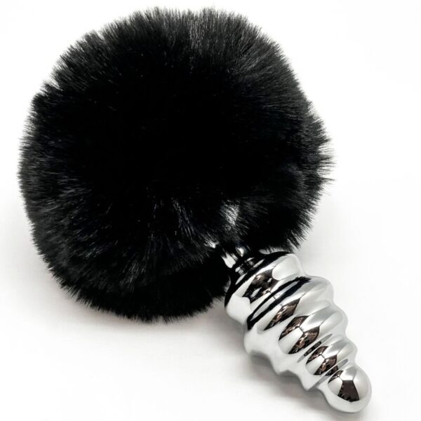 ALIVE - PLUG DE PLAISIR ANAL SPIRAL METAL FLUFFY NOIR TAILLE L -