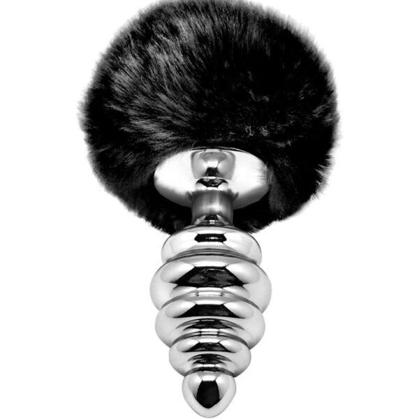 ALIVE - PLUG DE PLAISIR ANAL SPIRAL METAL FLUFFY NOIR TAILLE L - – Image 2
