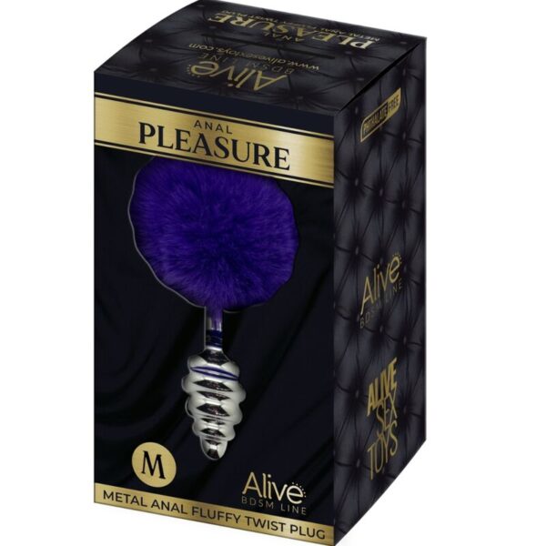 ALIVE - PLUG DE PLAISIR ANAL SPIRAL METAL FLUFFY VIOLET FONCÉ TAILLE M - – Image 5