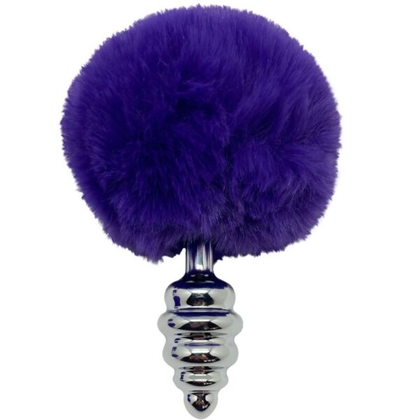 ALIVE - PLUG DE PLAISIR ANAL SPIRAL METAL FLUFFY VIOLET FONCÉ TAILLE S - – Image 2