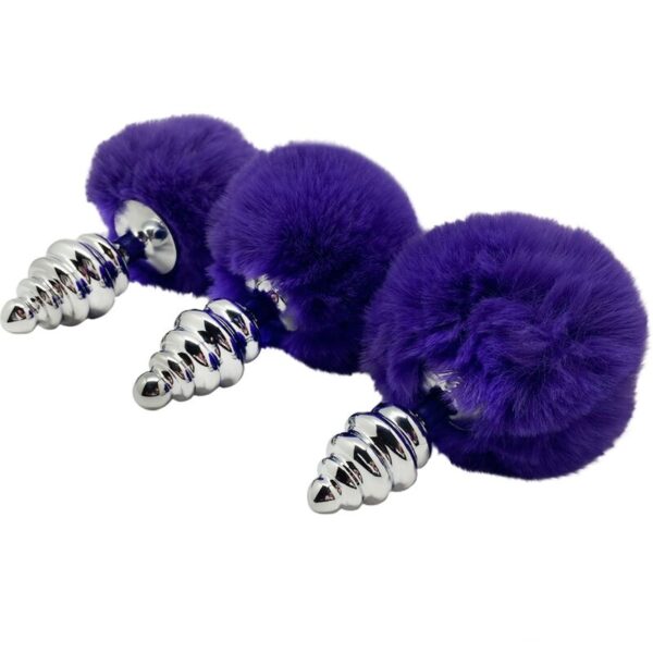 ALIVE - PLUG DE PLAISIR ANAL SPIRAL METAL FLUFFY VIOLET FONCÉ TAILLE S - – Image 4