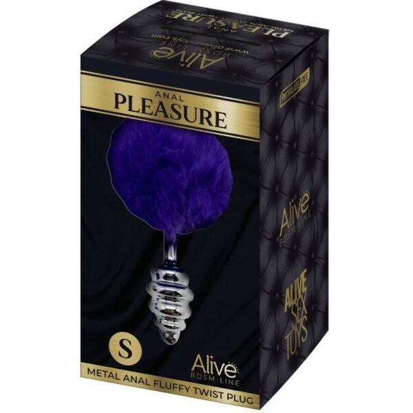 ALIVE - PLUG DE PLAISIR ANAL SPIRAL METAL FLUFFY VIOLET FONCÉ TAILLE S - – Image 5