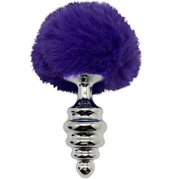 ALIVE - PLUG DE PLAISIR ANAL SPIRAL METAL FLUFFY VIOLET FONCÉ TAILLE S - – Image 3