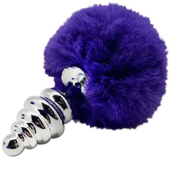 ALIVE - PLUG DE PLAISIR ANAL SPIRAL METAL FLUFFY VIOLET FONCÉ TAILLE S -
