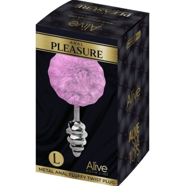ALIVE - PLUG DE PLAISIR ANAL SPIRAL METAL FLUFFY VIOLET TAILLE L - – Image 4