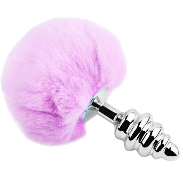 ALIVE - PLUG DE PLAISIR ANAL SPIRAL MÉTAL FLUFFY VIOLET TAILLE S -